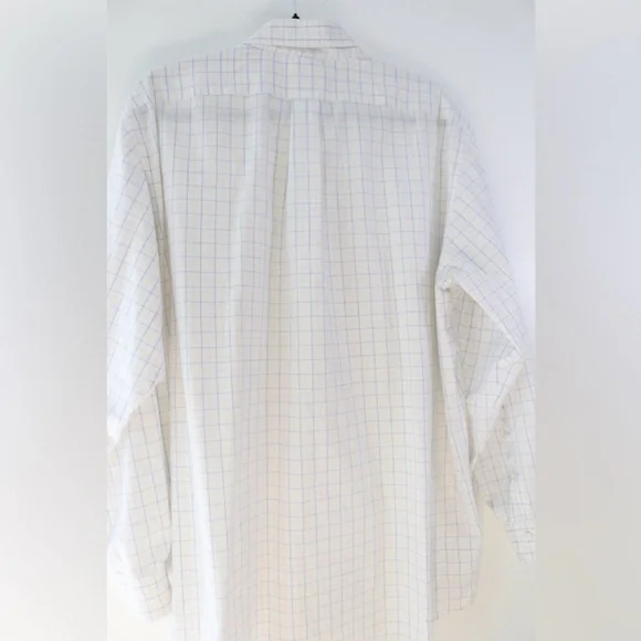 Brooks Brothers White and Blue Checkered Dress Shirt Sz 17 3/4 - Picture 6 of 7